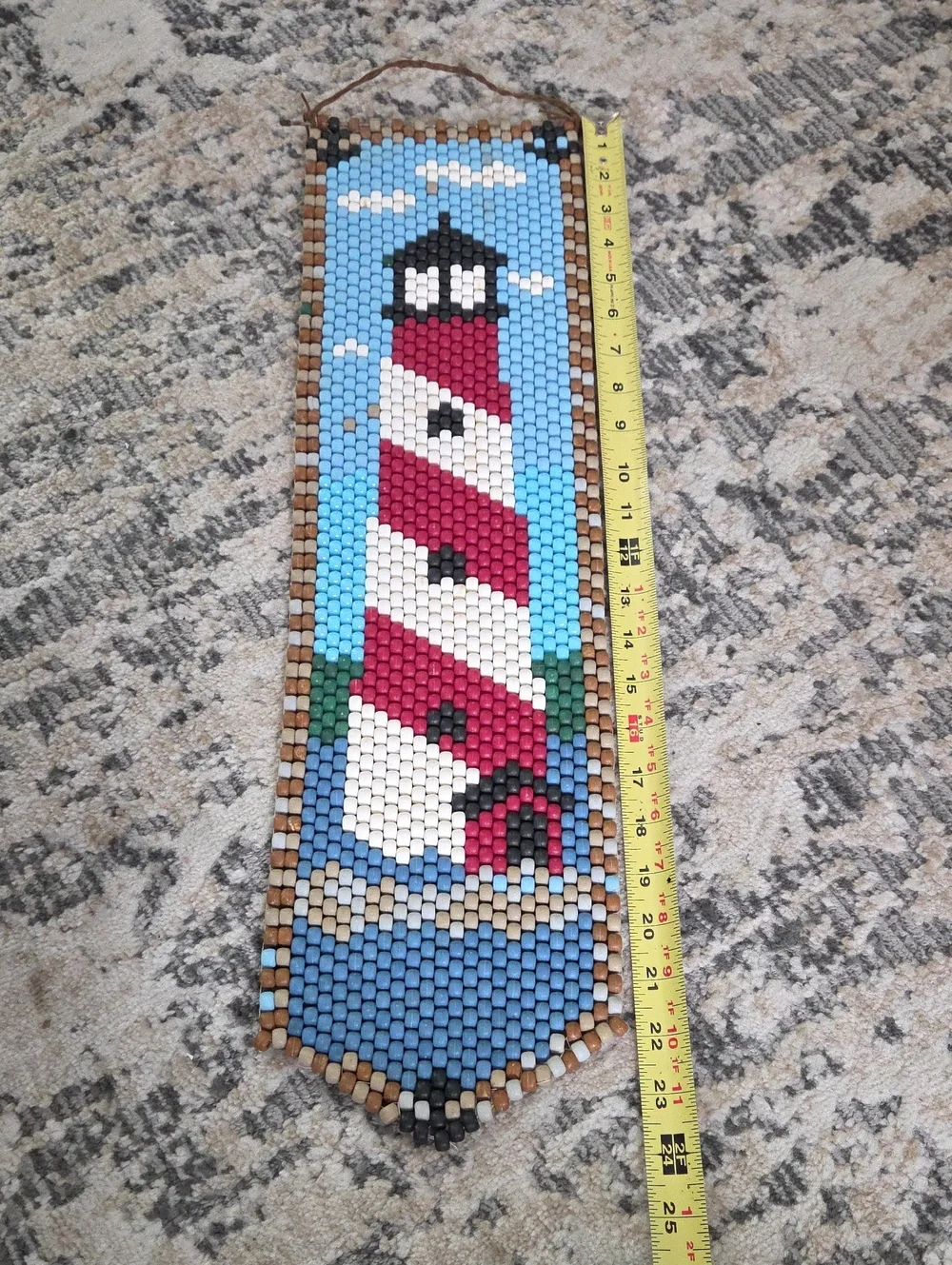 The Beadery Craft Beaded Wall Bell Pull -Lighthouse